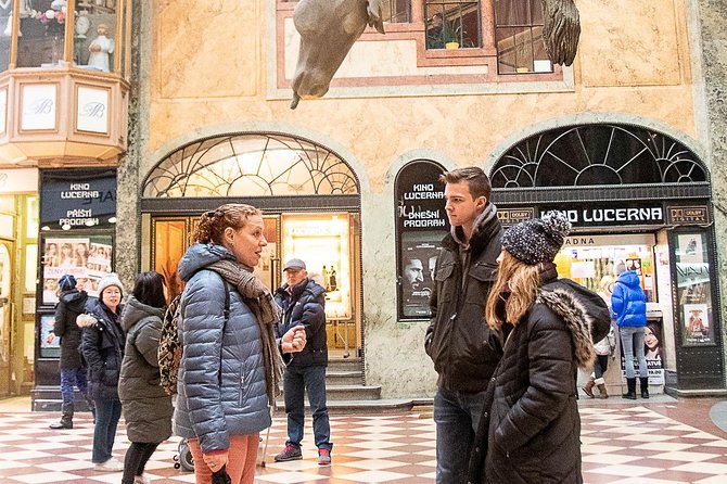 Prague Art Nouveau and Cubism Walking Tour - When Prague weather turns: brief indoor stops and warm-up time