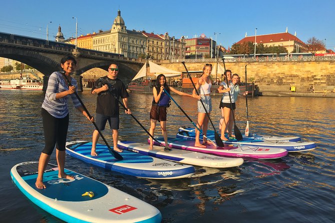 Stand-Up Paddleboarding on the Vltava River in Prague - Prague Castle and Charles Bridge From a Different Angle